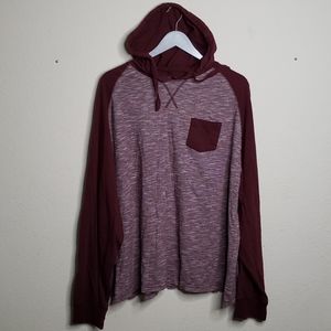 Burgundy Hoodie T-Shirt with pocket Big and Tall